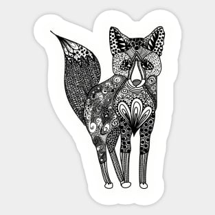 Tilki the Fox - Monochrome Line Art Designs Sticker